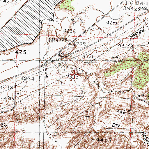 Topographic Map of Dry Hollow, ID