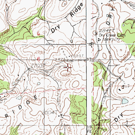 Topographic Map of Dry Ridge, ID