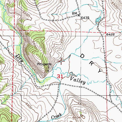 Topographic Map of Dry Valley, ID