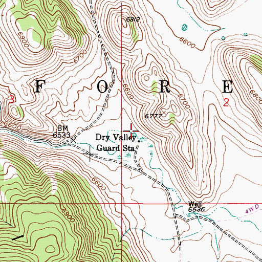 Topographic Map of Dry Valley Guard Station, ID