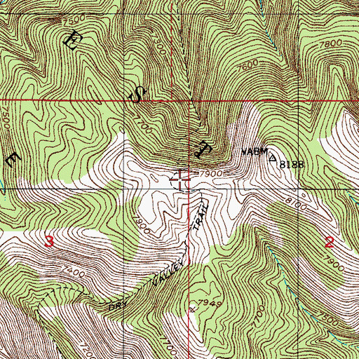 Topographic Map of Dry Valley Trail, ID