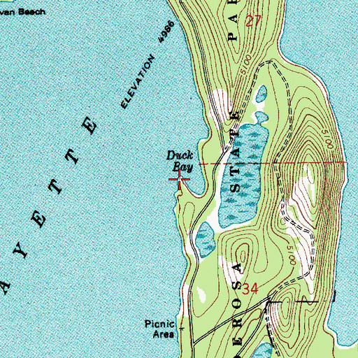 Topographic Map of Duck Bay, ID