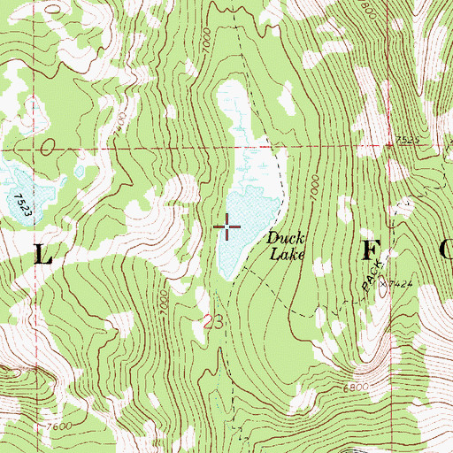 Topographic Map of Duck Lake, ID