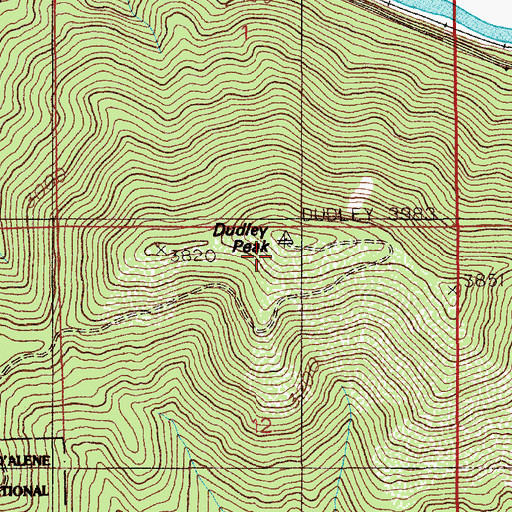 Topographic Map of Dudley Peak, ID