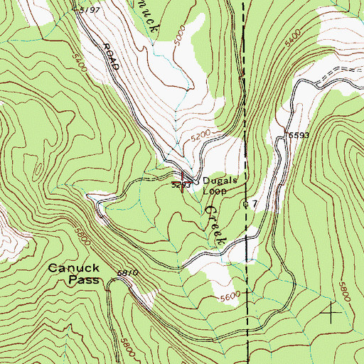 Topographic Map of Dugals Loop, ID