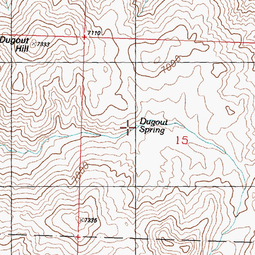 Topographic Map of Dugout Spring, ID