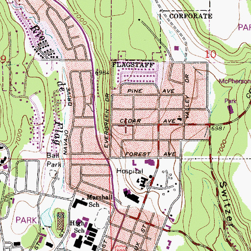 Topographic Map of Sunset Playground, AZ