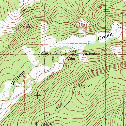 Topographic Map of Durden Mine, ID