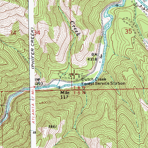 Topographic Map of Dutch Creek Forest Service Station, ID
