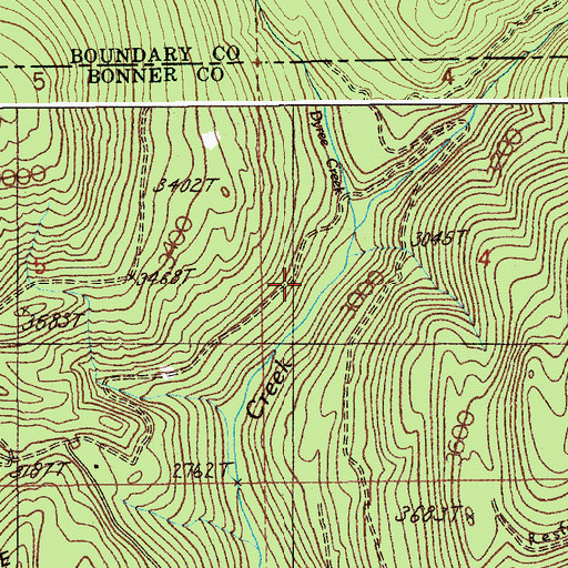 Topographic Map of Dyree Creek, ID