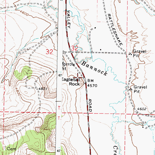 Topographic Map of Eagletail Rock, ID