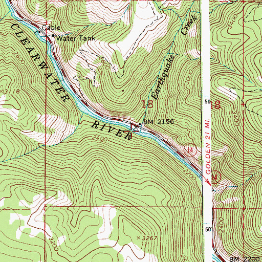 Topographic Map of Earthquake Creek, ID