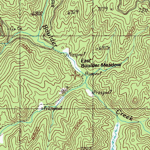 Topographic Map of East Boulder Meadow, ID