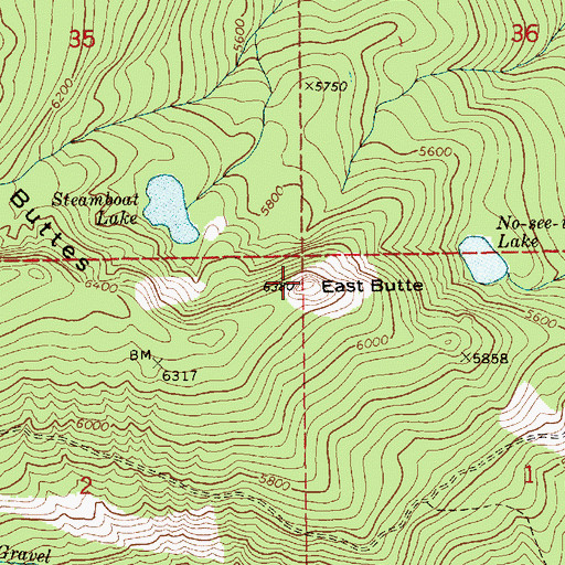 Topographic Map of East Butte, ID