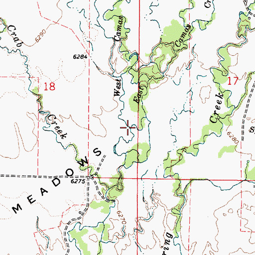 Topographic Map of East Camas Creek, ID