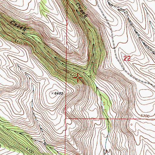 Topographic Map of East Dry Creek, ID