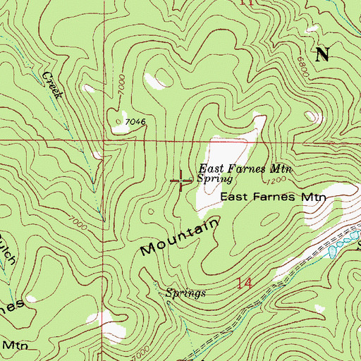Topographic Map of East Farnes Mountain Spring, ID