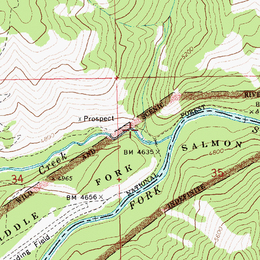Topographic Map of East Fork Indian Creek, ID