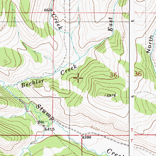 Topographic Map of East Fork Bechler Creek, ID