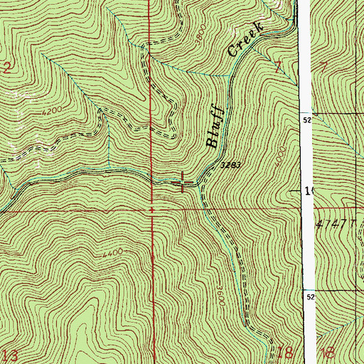 Topographic Map of East Fork Bluff Creek, ID