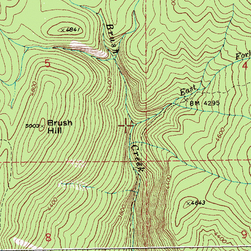 Topographic Map of East Fork Brush Creek, ID