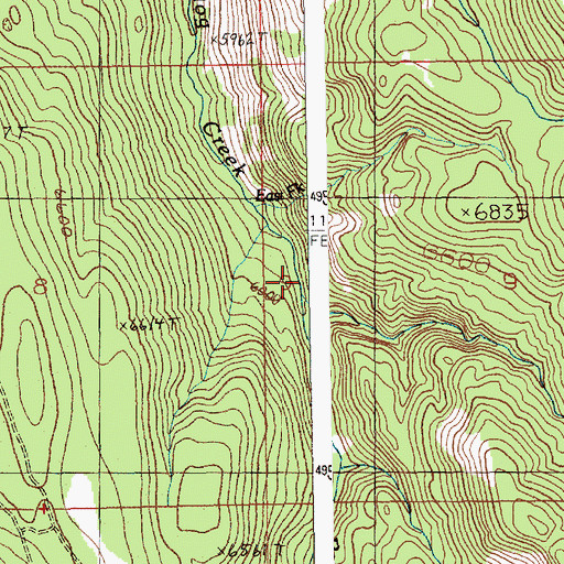 Topographic Map of East Fork Burntlog Creek, ID