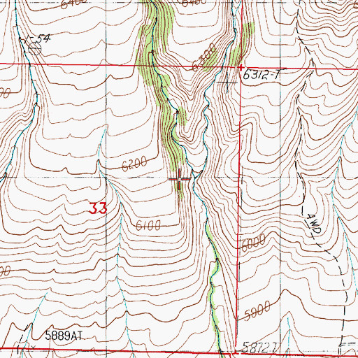 Topographic Map of East Fork Cottonwood Creek, ID