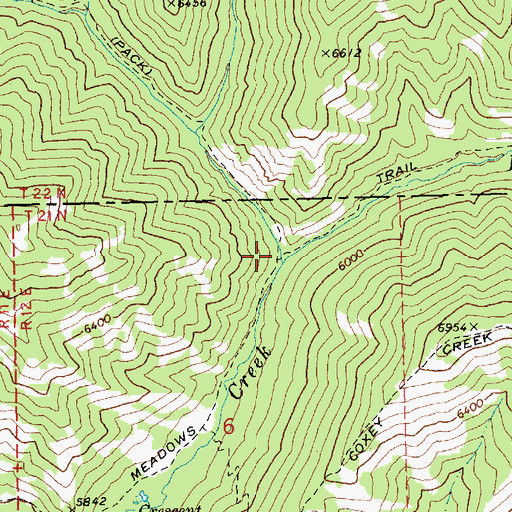 Topographic Map of East Fork Crooked Creek, ID