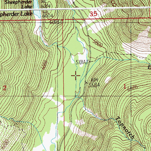 Topographic Map of East Fork Deadwood River, ID