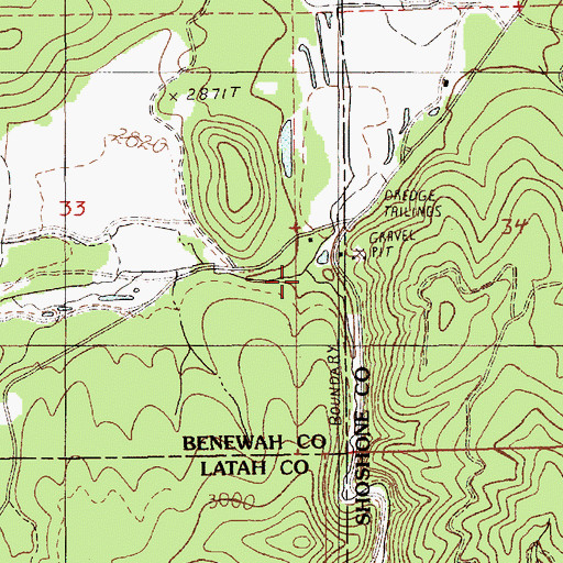 Topographic Map of East Fork Emerald Creek, ID