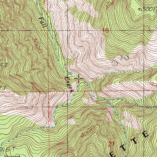 Topographic Map of East Fork Fall Creek, ID