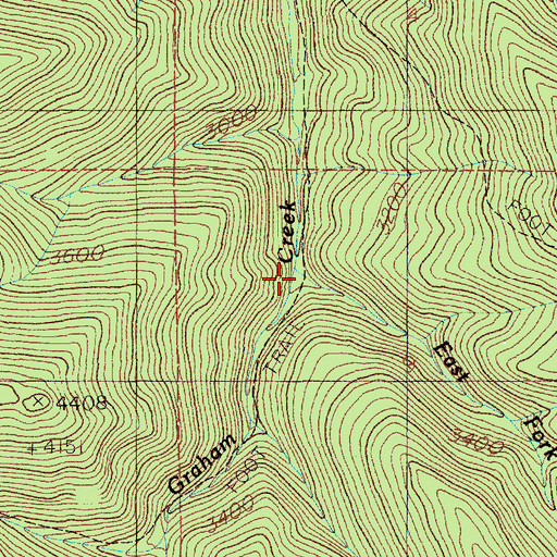 Topographic Map of East Fork Graham Creek, ID