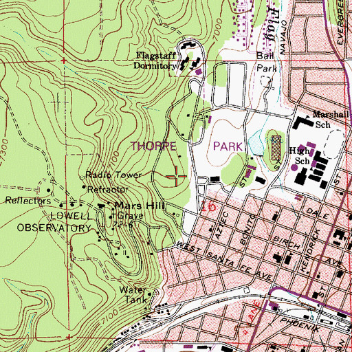 Topographic Map of Thorpe Park, AZ