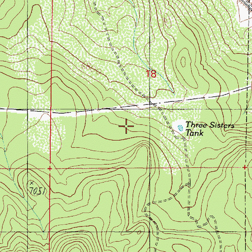 Topographic Map of Three Sisters Tank, AZ