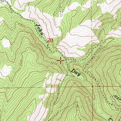 Topographic Map of East Fork John Day Creek, ID