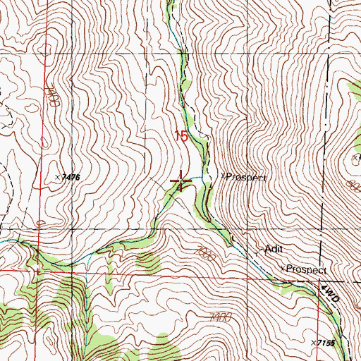 Topographic Map of East Fork Lehman Creek, ID