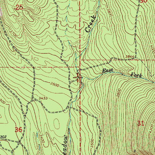 Topographic Map of East Fork Meadow Creek, ID