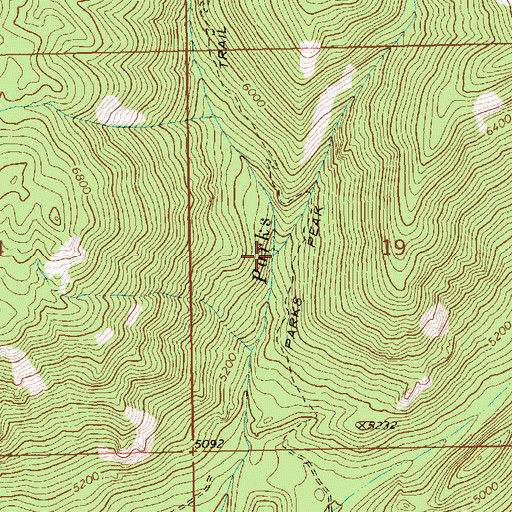 Topographic Map of East Fork Parks Creek, ID