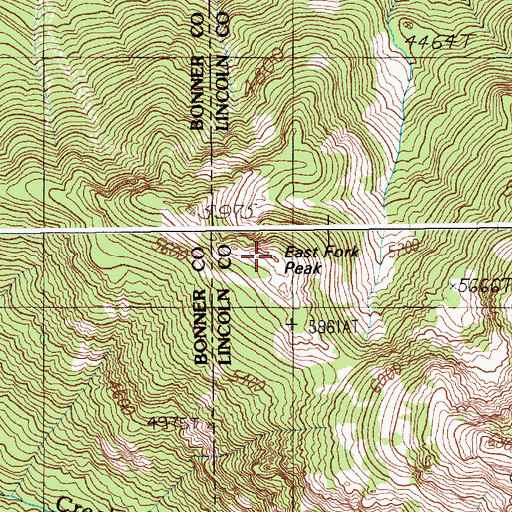 Topographic Map of East Fork Peak, ID
