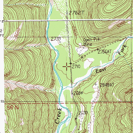Topographic Map of East Fork Public Campground (historical), ID