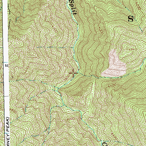Topographic Map of East Fork Split Creek, ID