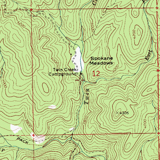 Topographic Map of East Fork Twin Creek, ID