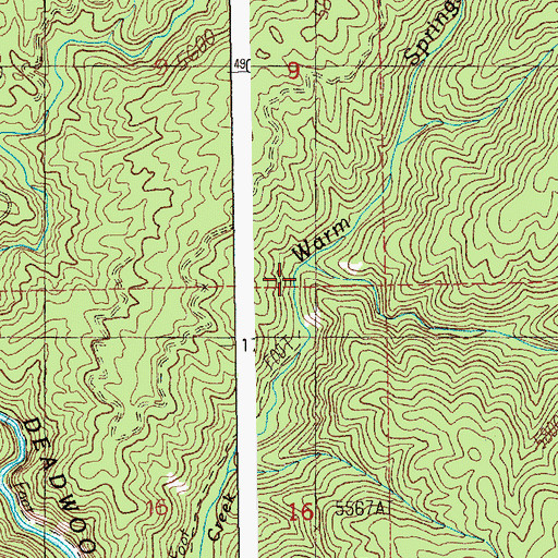 Topographic Map of East Fork Warm Springs Creek, ID