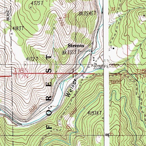 Topographic Map of East Fork Weiser River, ID