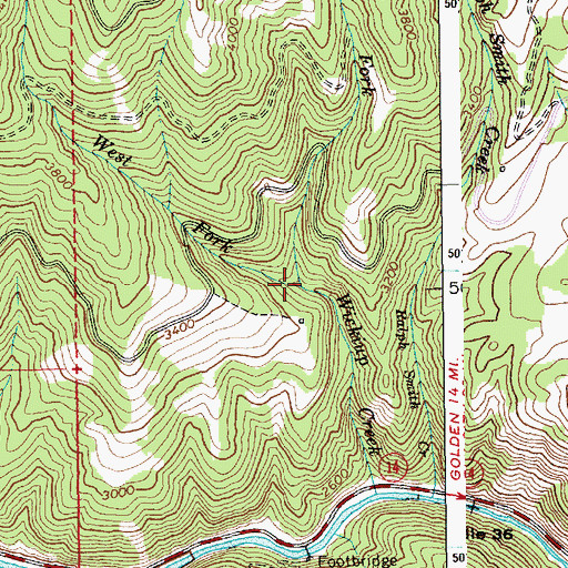 Topographic Map of East Fork Wickiup Creek, ID