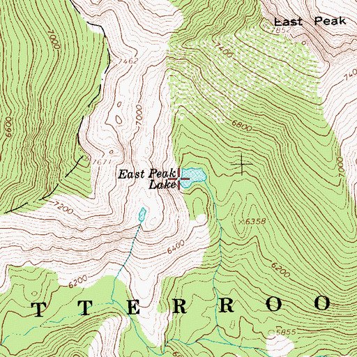 Topographic Map of East Peak Lake, ID