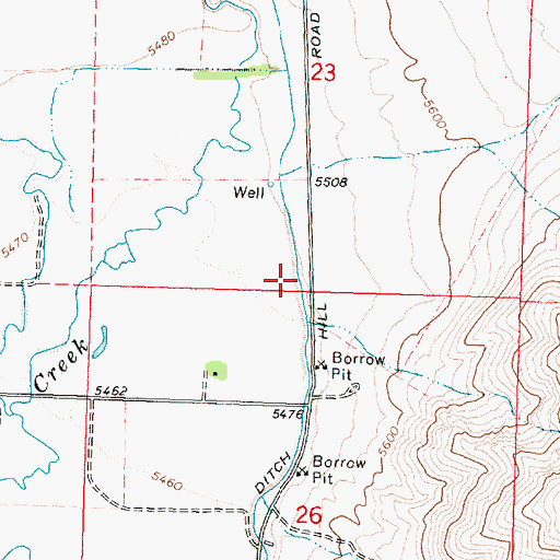 Topographic Map of East Side Ditch, ID