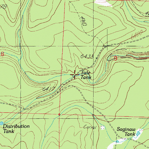 Topographic Map of Tule Tank, AZ