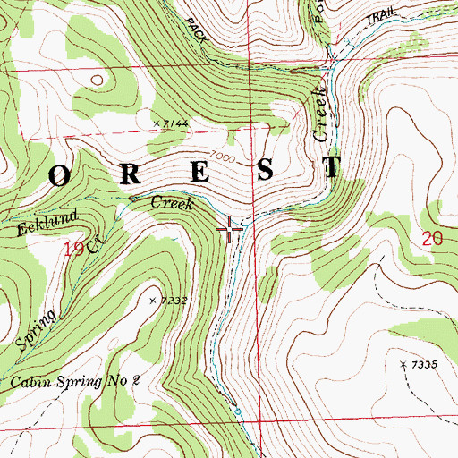 Topographic Map of Ecklund Creek, ID