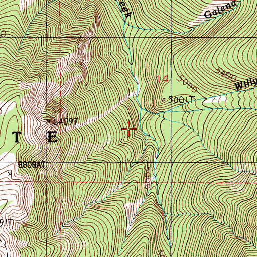 Topographic Map of Edna May Creek, ID